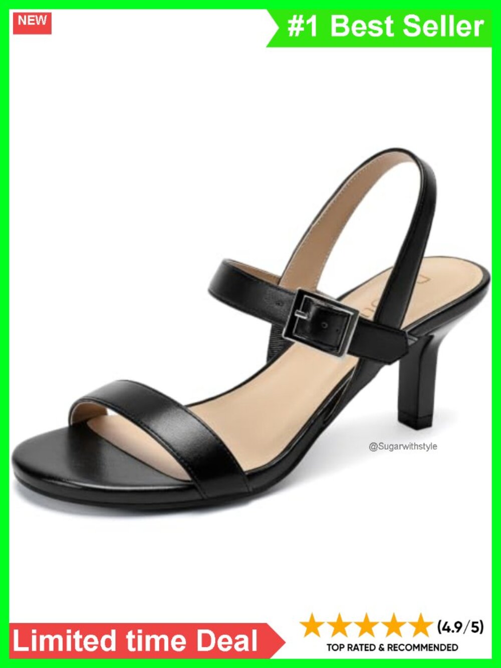 Kitten Heel Ankle Strap Open Toe Dress Sandals